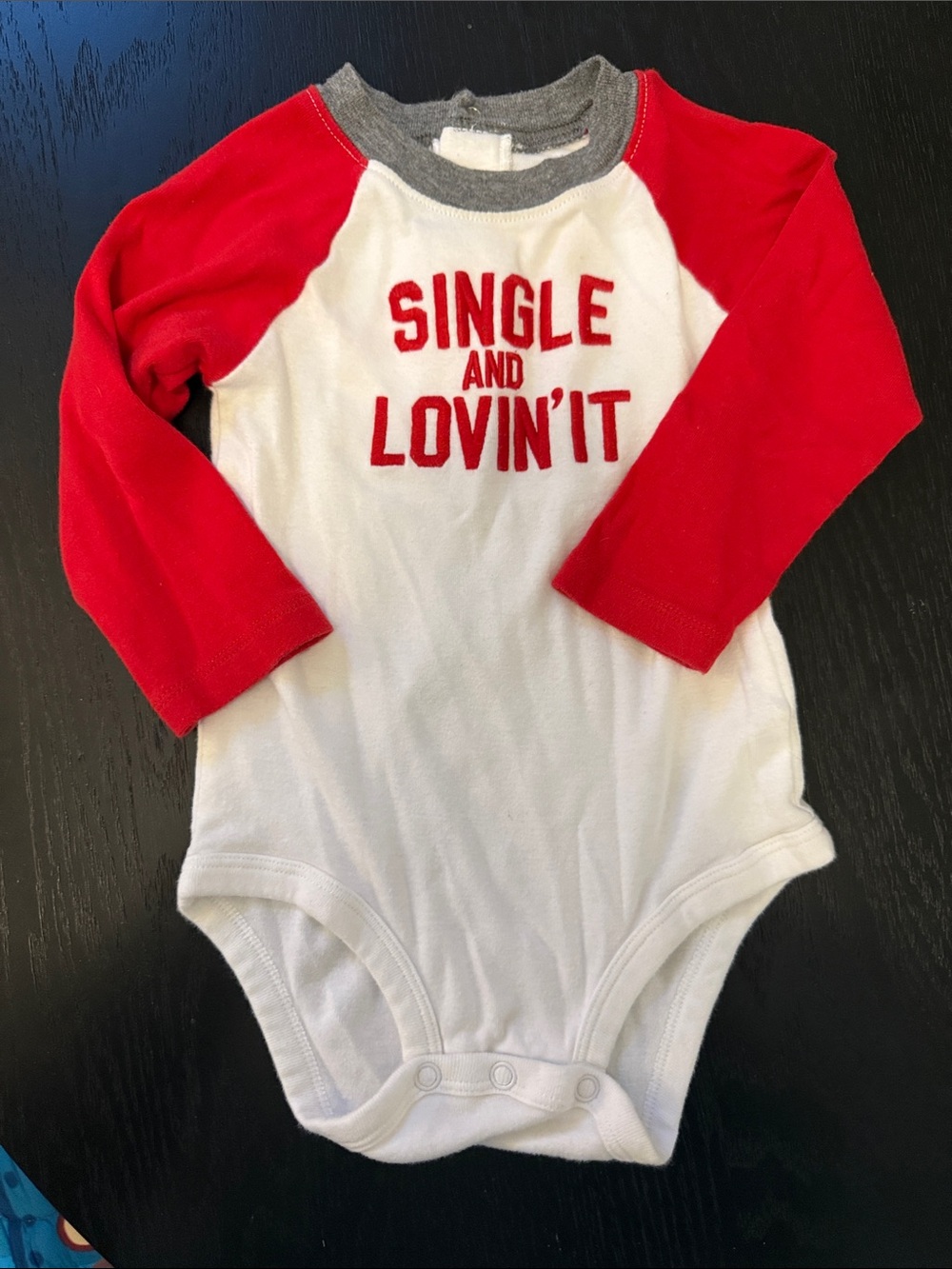 Red & White Baby One-Piece Bodysuit - "Single and Lovin' It"